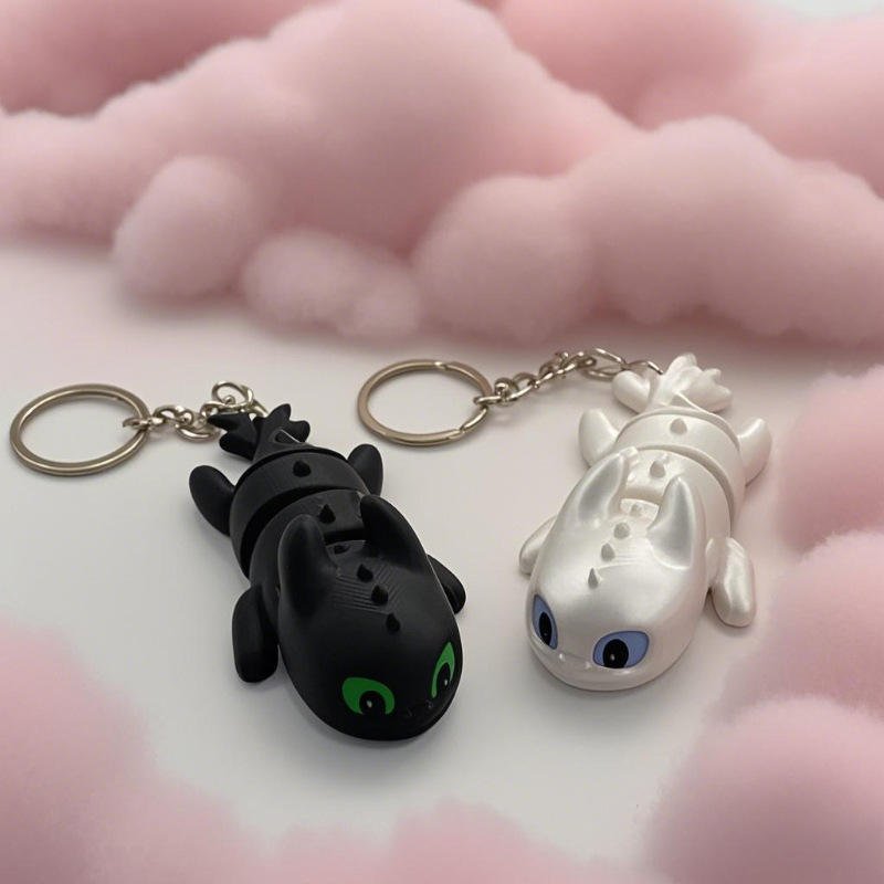 Best-selling Cartoon Dragon Taming Master PVC Plastic Joint Movable Toothless Light Evil Spirit Key Chain Can Be Hung on the Bag