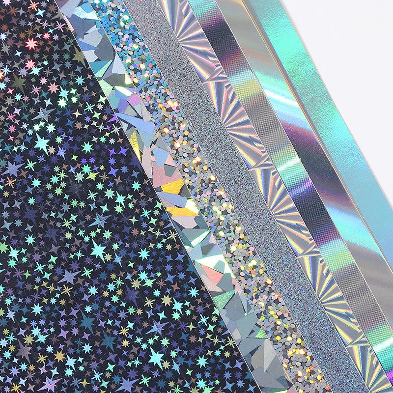 Sentao Holographic Cardstock Metallic Iridescent Mirror Paper Foil Board Reflective Sheets for Scrapbook Poster DIY Craft