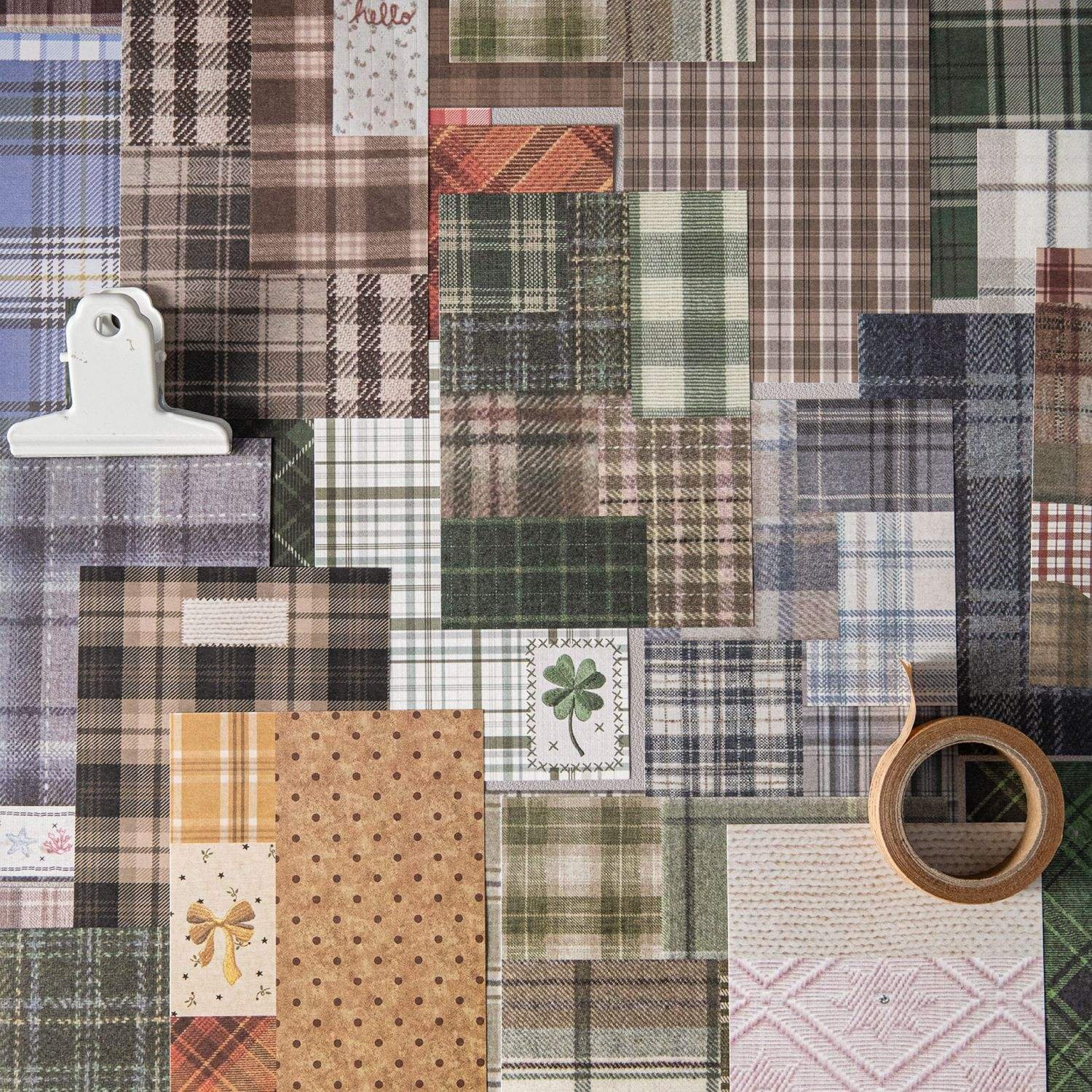 50 Sheets Per Pack Craft Paper Checkered Market Series Retro Handmade Notebook DIY Background Decor Base Paper