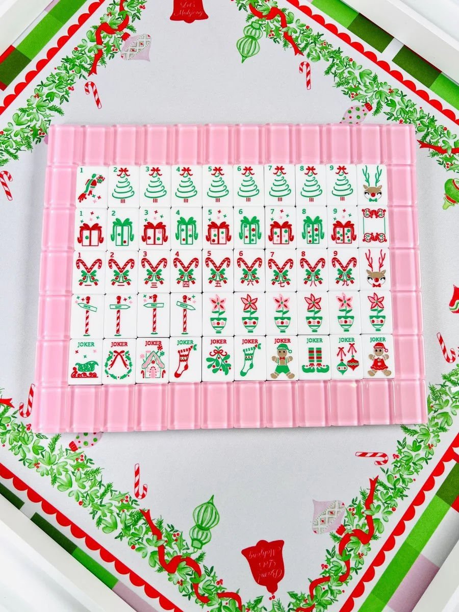 Custom Christmas Themed American Mahjong Set 160 Engraved Tiles Holiday Edition Festive Design Luxury Boutique Game Gift