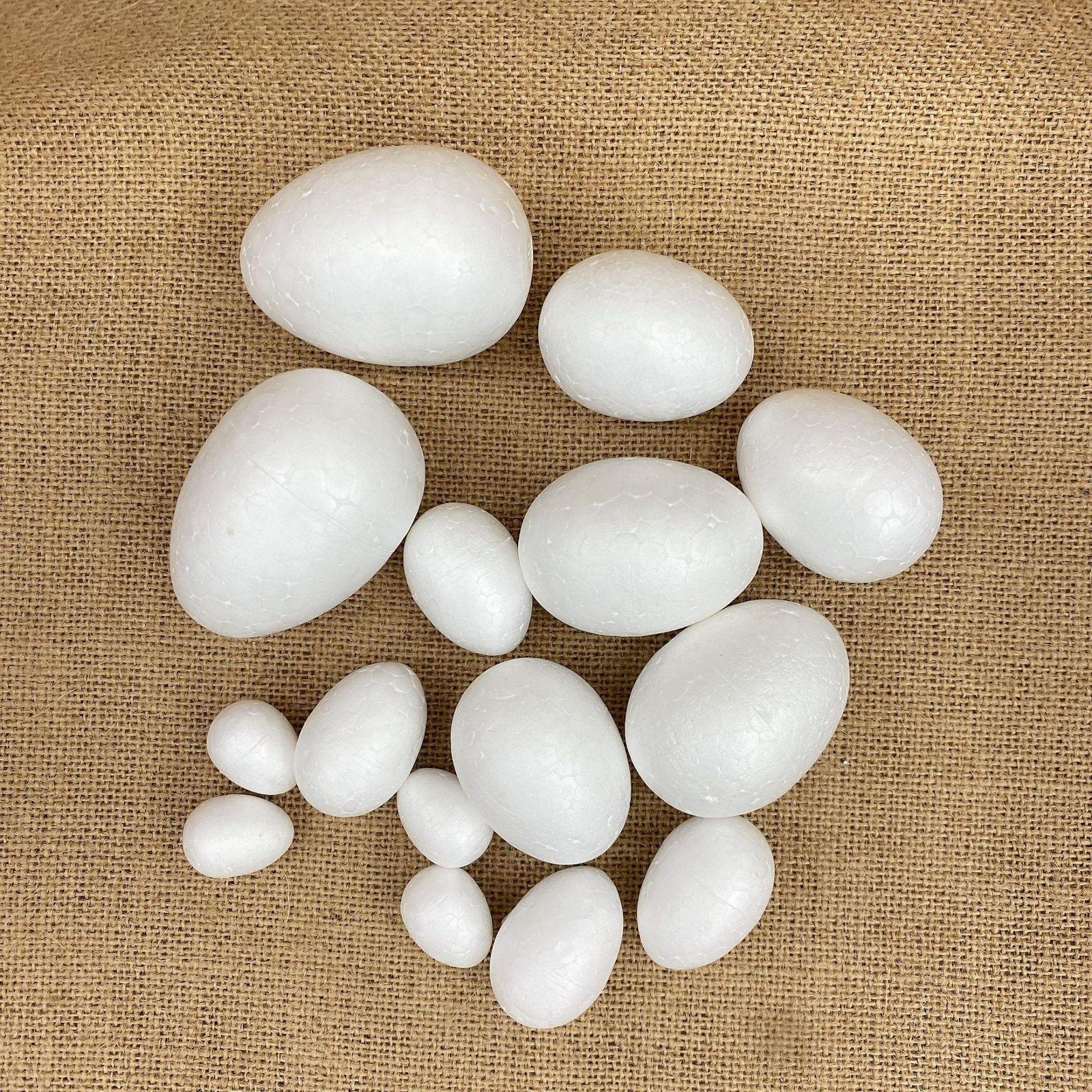 HE HEF082 22cm X 14.5cm White DIY Styrofoam/Polyfoam Hollow Easter Eggs for Kids