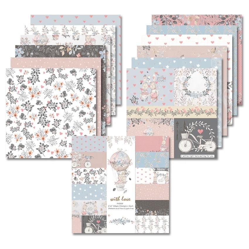24sheets of 6x6 Inch Heavy Cardstock Valentine Christmas Scrapbooking Patterned Paper
