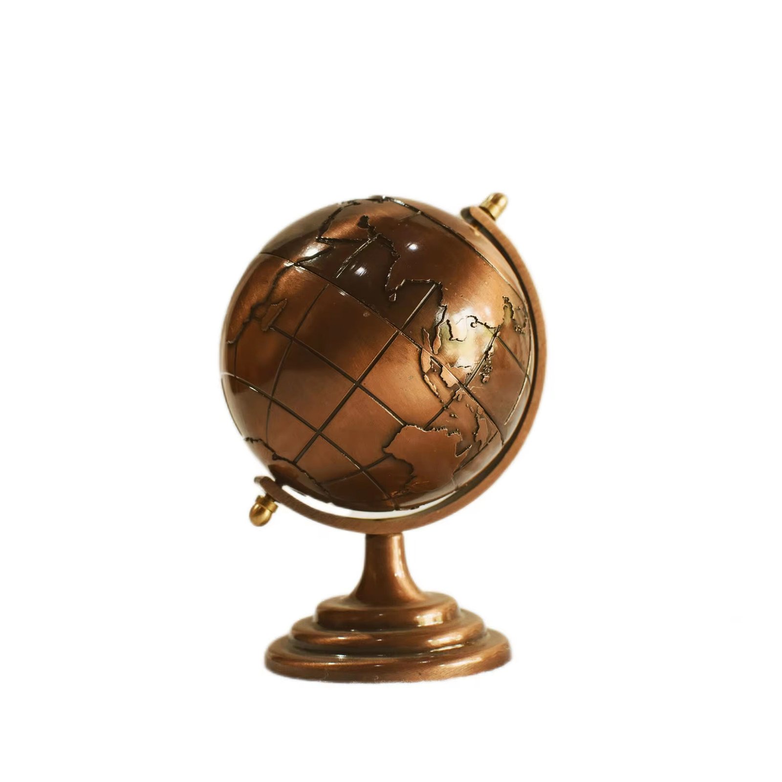 WB INC Antique Rotating Aluminium World Map Globe Contemporary Design Collectible Gift Art Geography Theme Table Decor Tabletop