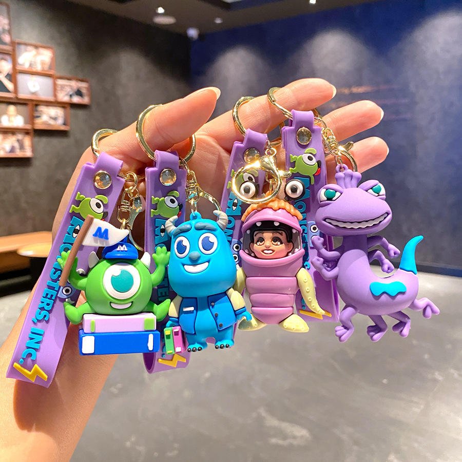 Cute Cartoon Monster PVC Figure Keychain Plastic Key Pendant Accessories with Car Rubber Unique and Stylish Design