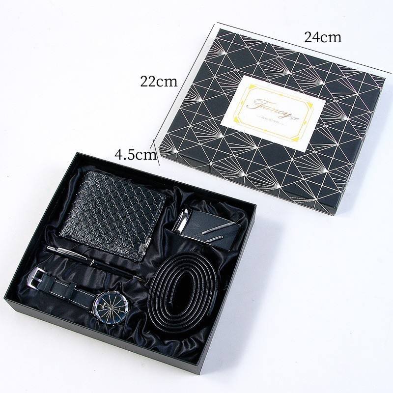 Valentine's Day Business Gift Set Men's Watch Sunglasses Belt Wallet Christmas Gift Set Quartz Watch Set for Men