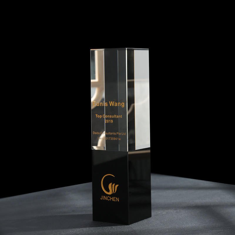 Wholesale Custom Engraved Annual Presentation High-End Black Crystal Trophy Premium Other Crystal Crafts Handmade Top Grade