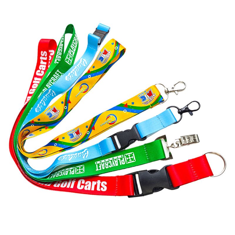 Promotional Custom Logo Blue Polyester Neck Lanyard Strap Personalized Sublimation Lanyards Blank Keychain Keyring Lanyard