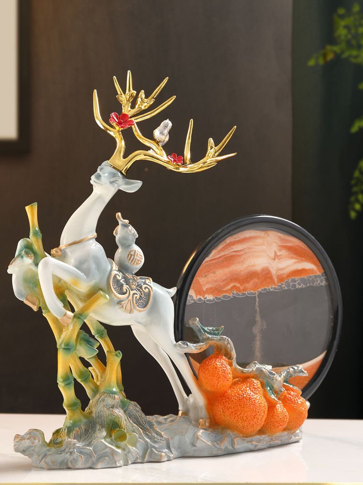 Creative Chinese Style Quicksand Painting Ornament New Rising Hourglass Sculpture Artistic Epoxy Resin Crafts Collectible Living