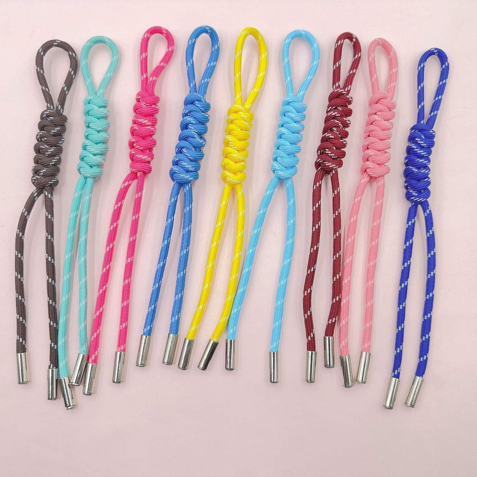 Wholesale Colors Polyester Braided Knot Rope Key Chains Bag Charms Rope Braided Lanyard Keychain Diy Cord Keychain Accessories