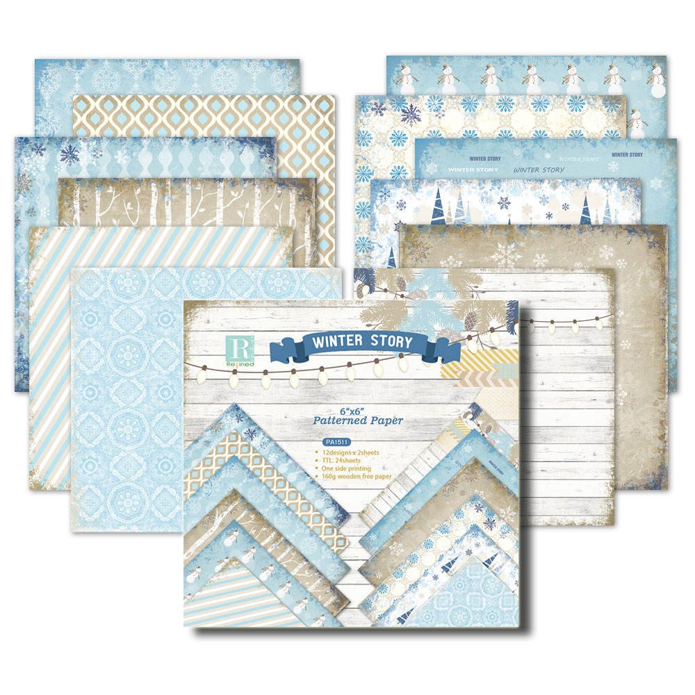 24sheets of 6x6 Inch Heavy Cardstock Valentine Christmas Scrapbooking Patterned Paper