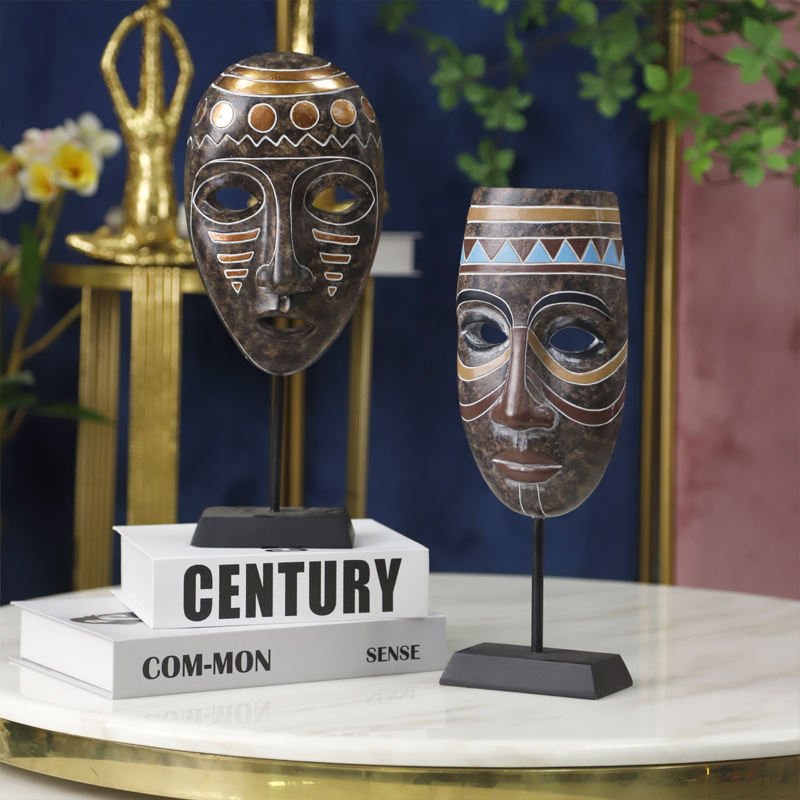 Redeco Creative Figure Statues African Art Tribal Figurines Resin Abstract Sculpture for Gifts Home Decoration