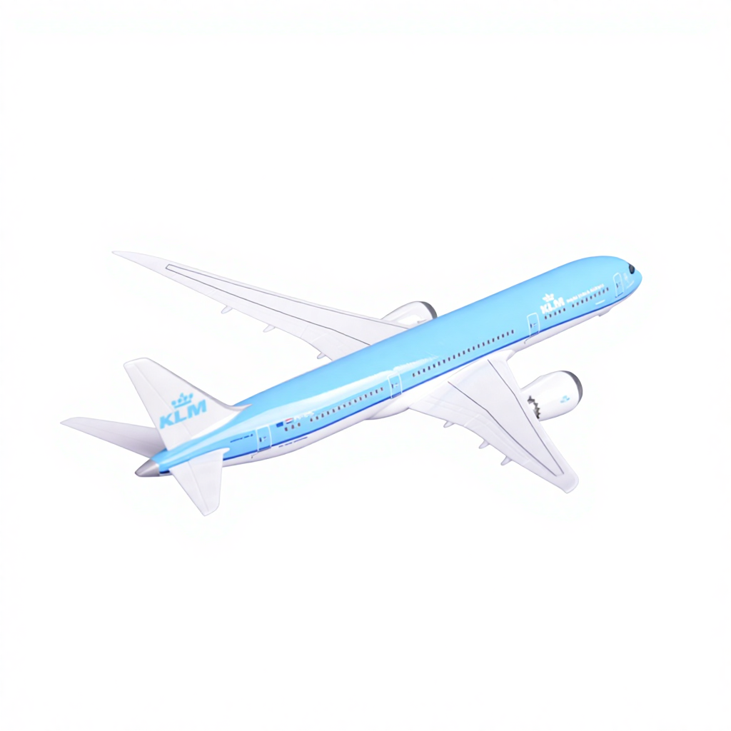 32cm B787 KLM Airbus Model LED Lights Gears Voice Touch Vibration Resin Creative Cultural Collectible Artifacts