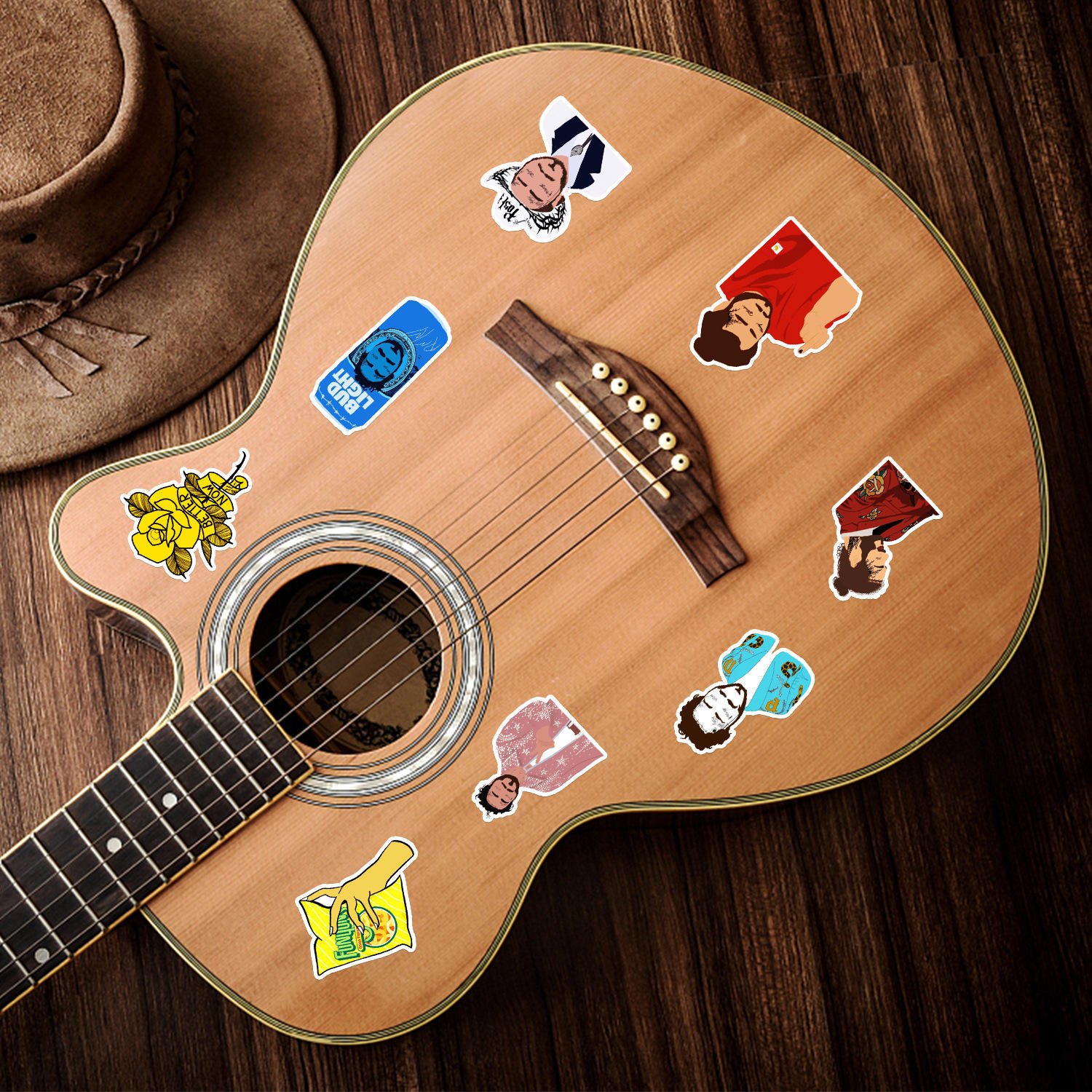 ZY2369H 50Pcs ROCK Singer Post Malone Decorative Sticker for Girl Laptop Skateboard Luggage Guitar Scrapbook Art Vinyl Sticker
