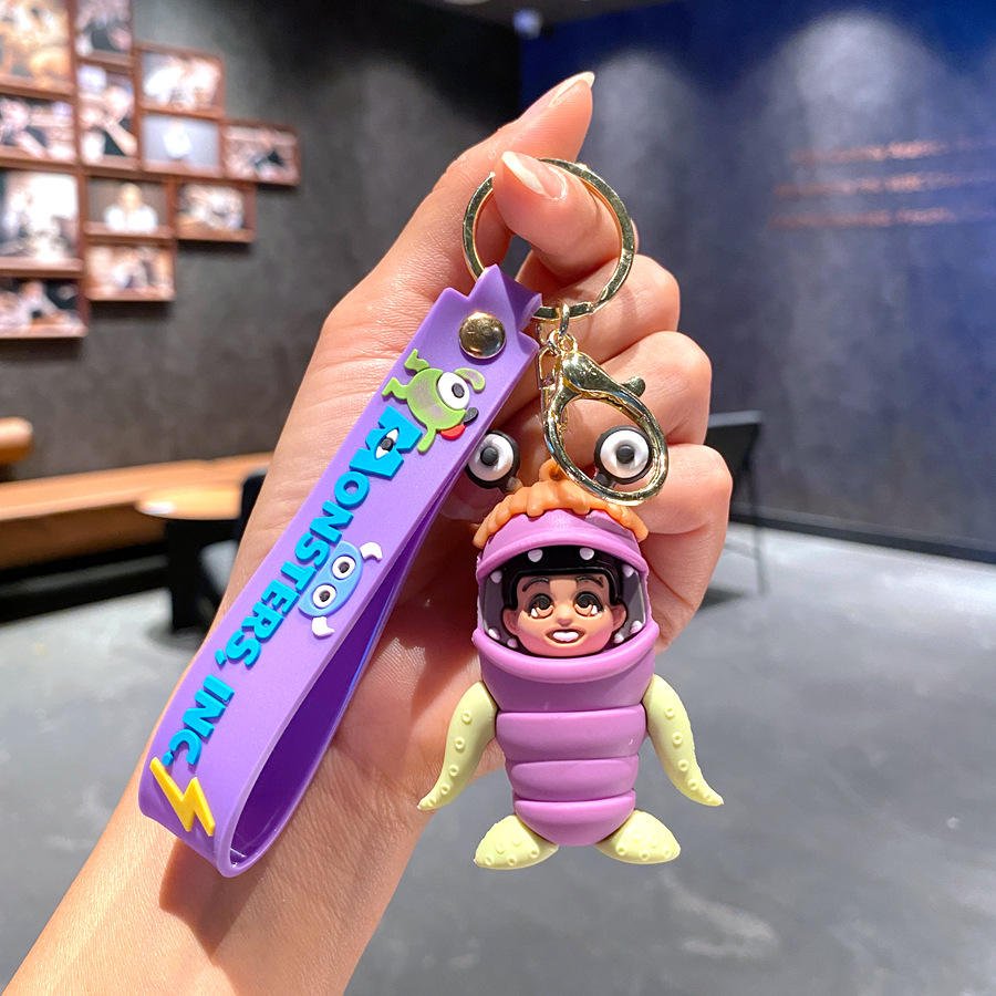 Cute Cartoon Monster PVC Figure Keychain Plastic Key Pendant Accessories with Car Rubber Unique and Stylish Design