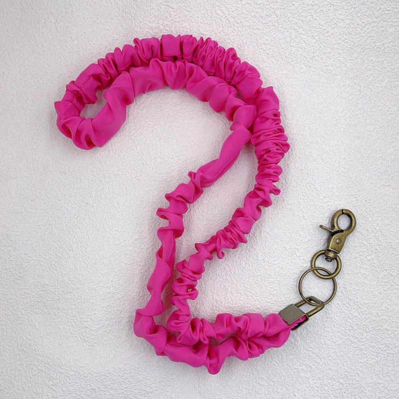Wholesale Large Intestine Elastic Polyester Stretchy Scrunchie Phone Lanyard Neck Lanyard for Keys Retractable Lanyard