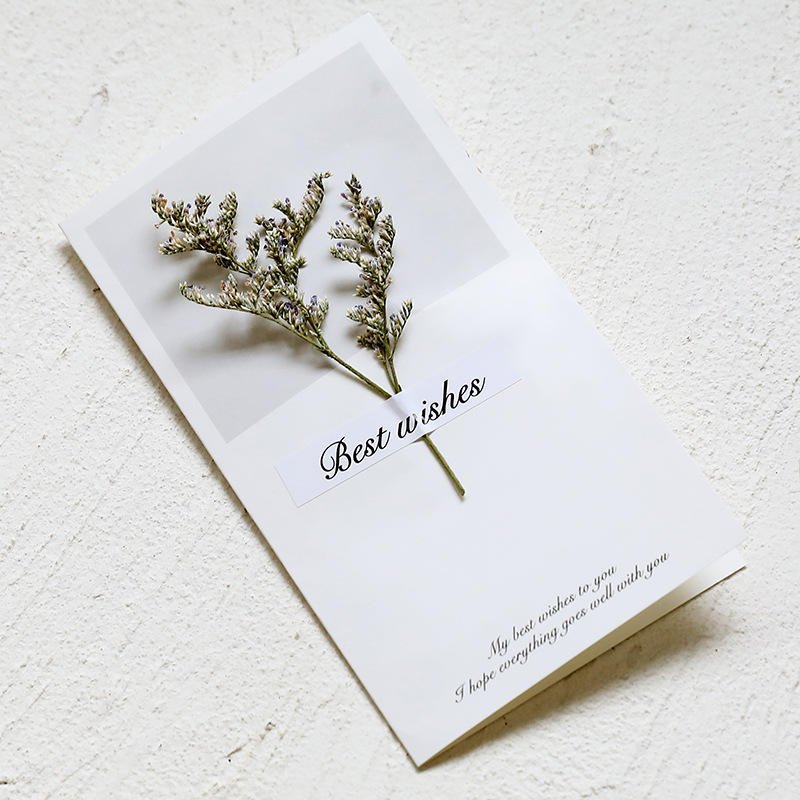 Handmade DIY Creative Literary Birthday and Valentines Greeting Card Dried Flower Design Recordable Paper for Party Gift