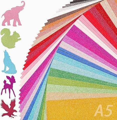 A5 Glitter Cardstock Heavy Weight Colored Sparkle Paper Pad for DIY Projects Card Making Birthday Wedding Paper &Paper Crafts