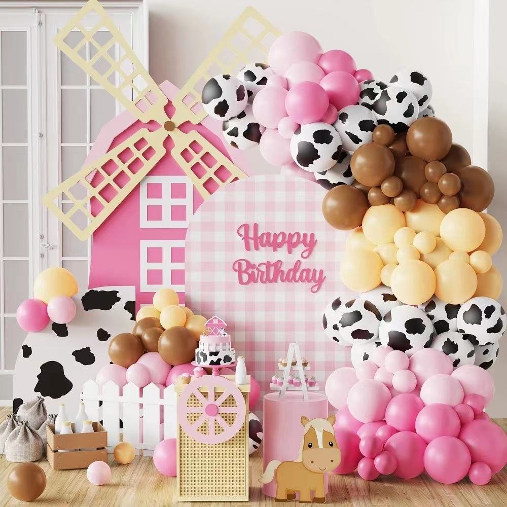 110pcs Theme Birthday Pink White Balloon Garland Arch Kits for Kids Birthday Backdrop Decoration Holiday Baby Shower Balloons