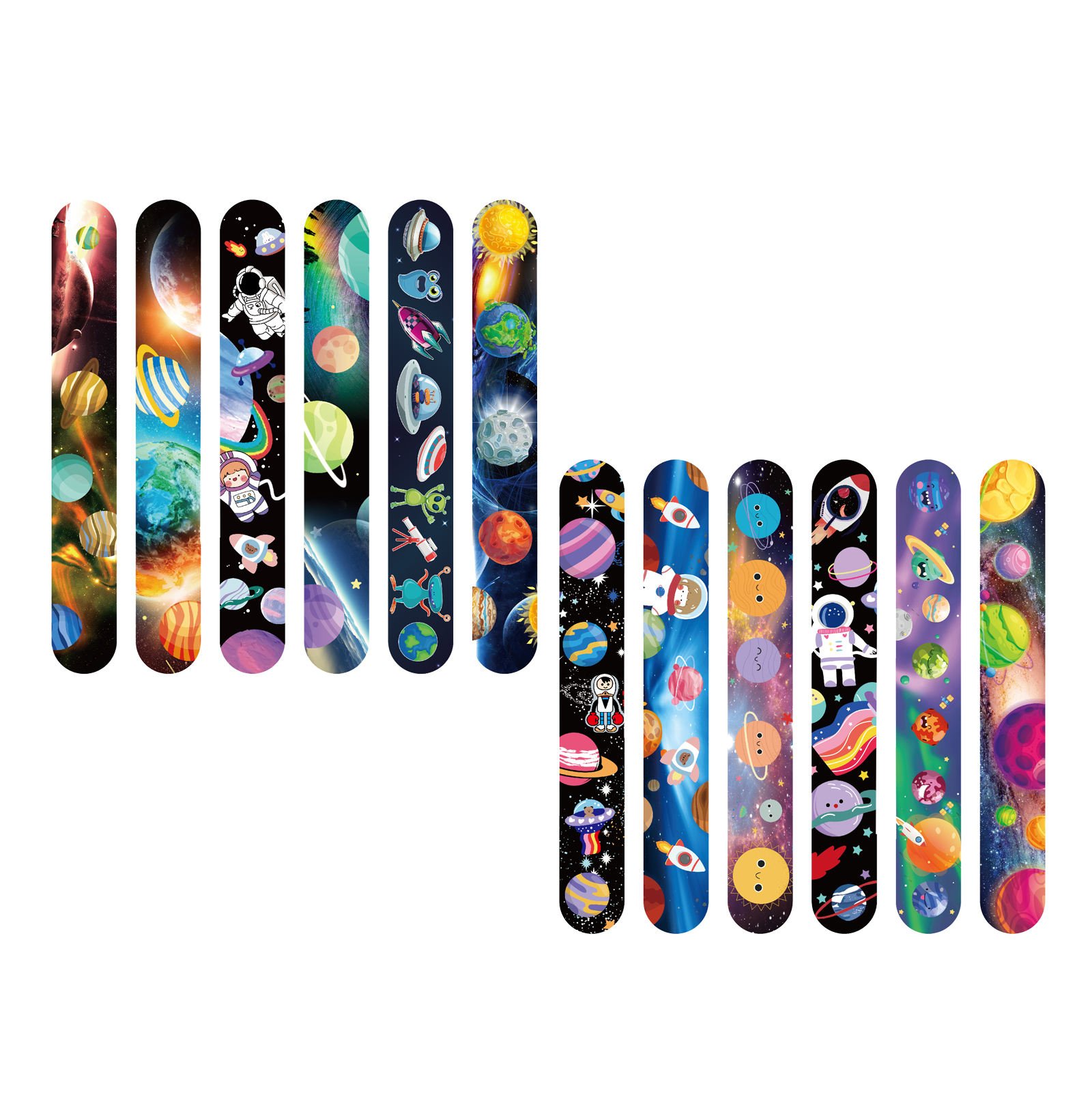 Custom Logo PVC Space Theme Children's Toys Starry Sky Planet Promotional Slap Bracelet with UV Printed Design 22cm*3cm Opp Bag