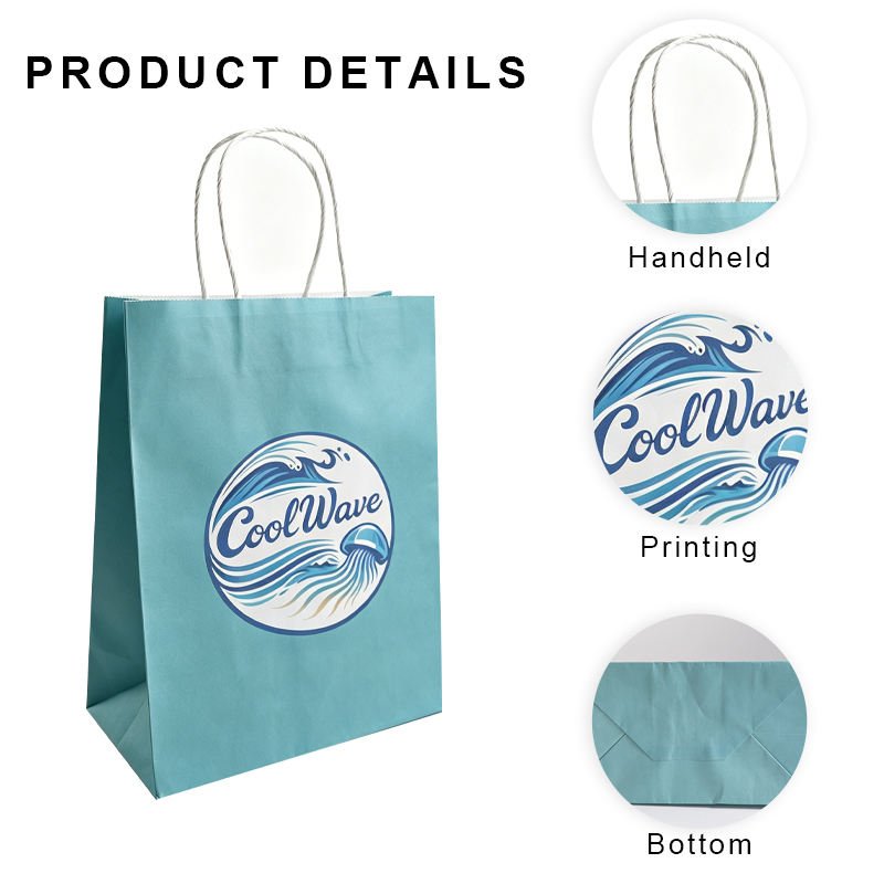 Personalized Small Colours Kraft Paper Gift Bags with Handles for Wedding Party Jewelry Favor Packaging