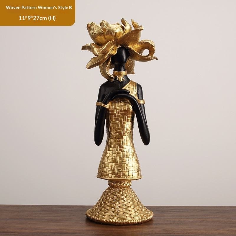 Cross-Border African Girl Home Ethnic Style Craft Resin Ornaments Creative Gifts Living Room Study Room Character Decorations