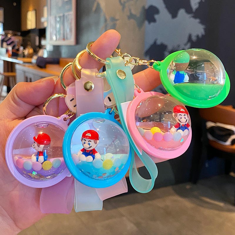 Couple Car Keyring Backpack Pendant Exquisite Liquid Key Chain Plastic Pendant for Book Bag Couple Car Keys Hanging Gifts