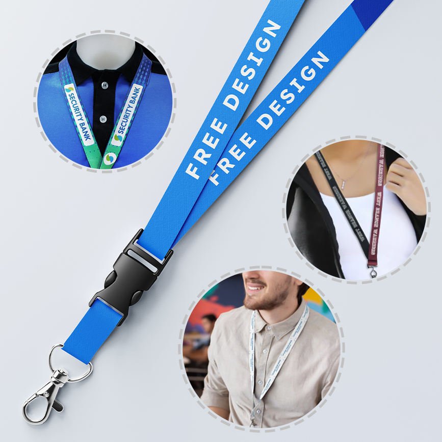 Multi Color Retractable Tool Lanyard Safety Environment Friendly Dye Sublimation Polyester Neck Strap Lanyard for Key Chains