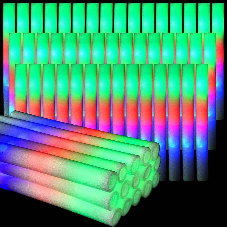 Foam Glow Sticks 3 Modes Colorful LED Flashing Glow Stick Party Supplies for Wedding Raves Concert Back to School
