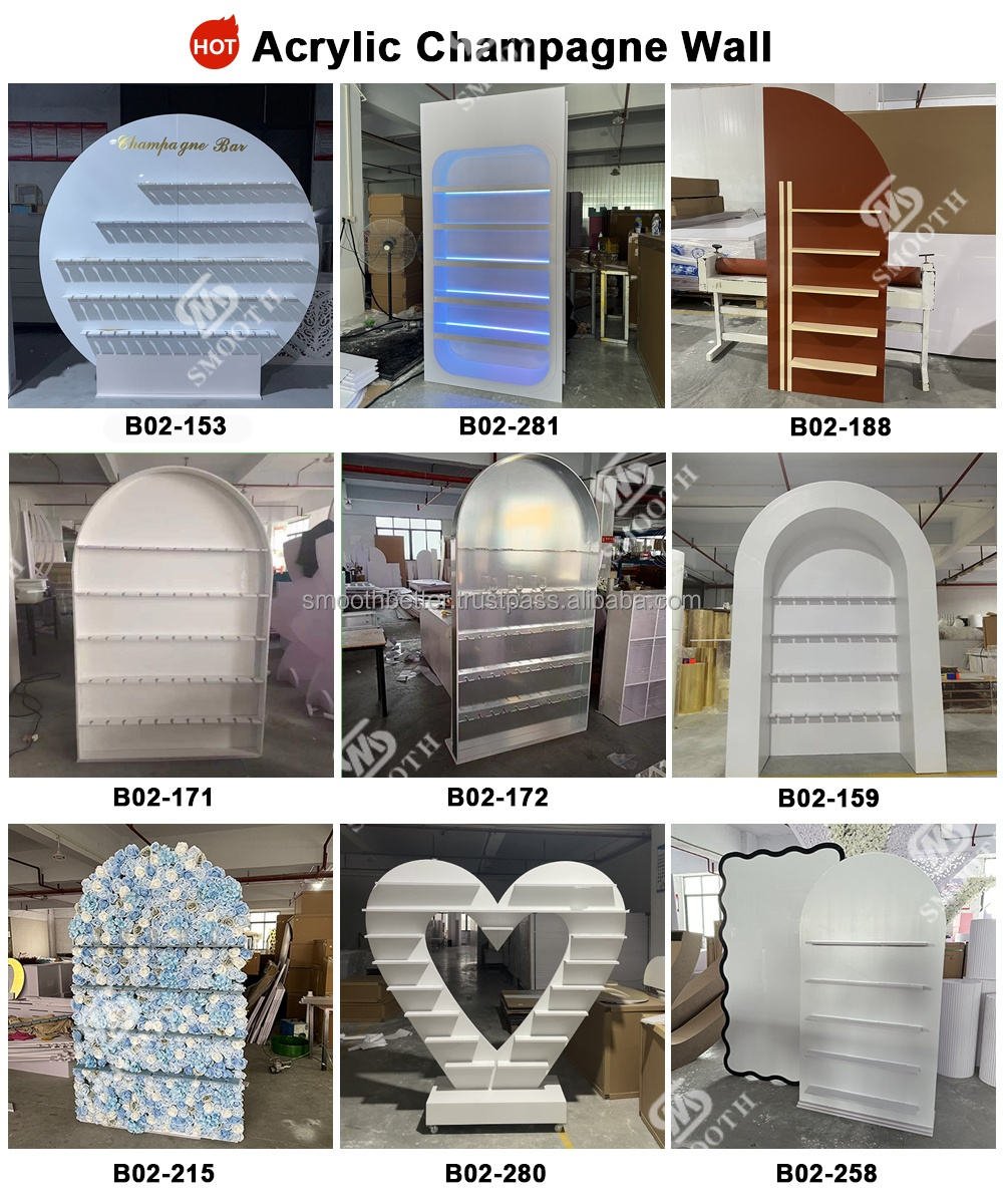 SMOOTH Wedding Display Decoration Stand PVC Acrylic Champagne Wall Backdrop Event Party Supplies