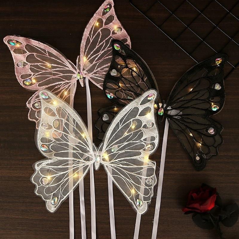 Led Lights Butterfly Wings Embroidery Packaging Decoration for Bouquet Birthday Floral Arrangements