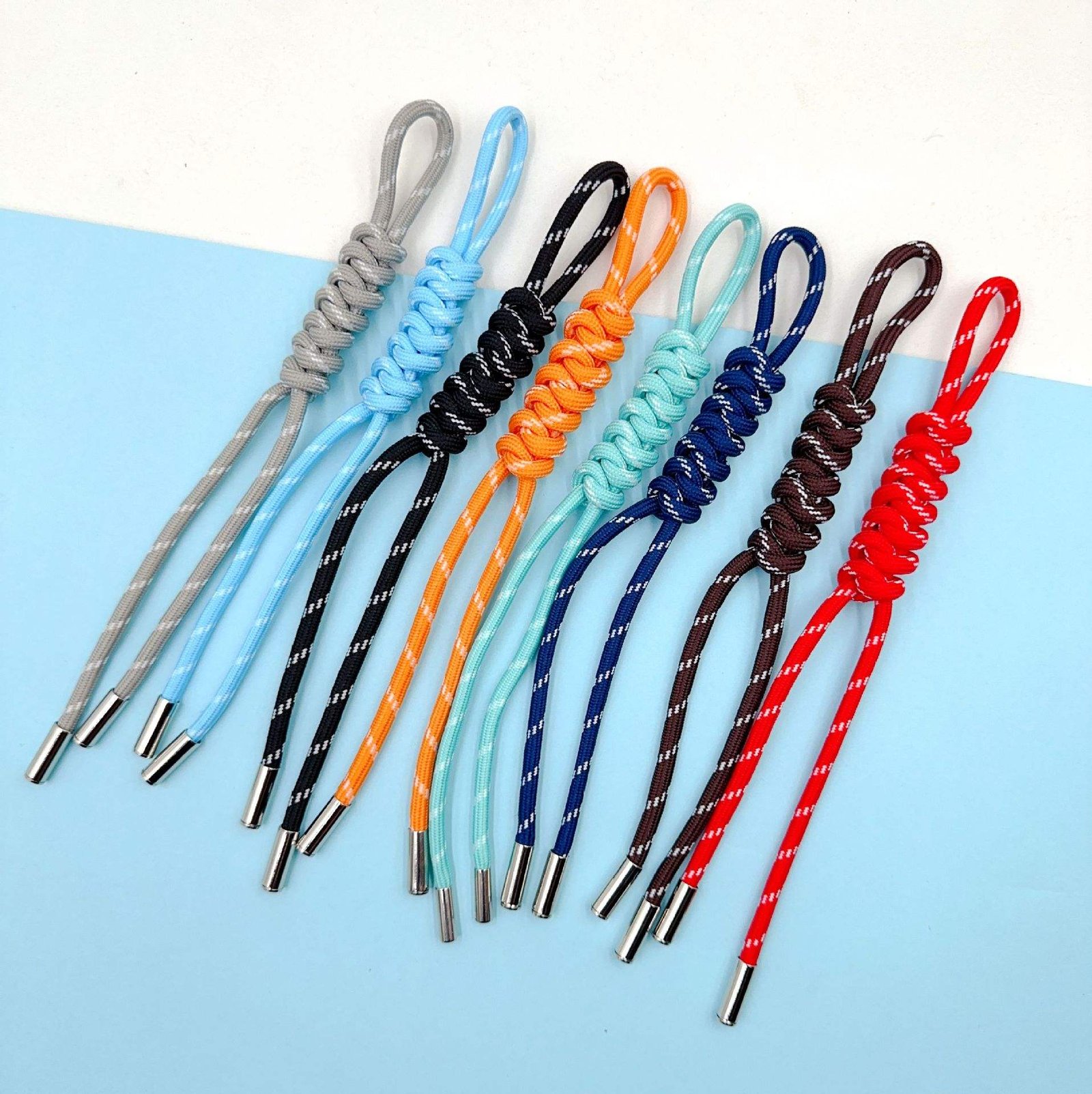 Wholesale Colors Polyester Braided Knot Rope Key Chains Bag Charms Rope Braided Lanyard Keychain Diy Cord Keychain Accessories