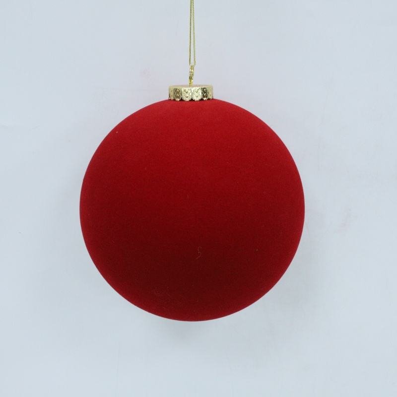 Factory Wholesale Flocked Fiber Polyfoam Christmas Bauble Ornament, Shatterproof Xmas Tree Hanging Ball Home Holiday Decoration