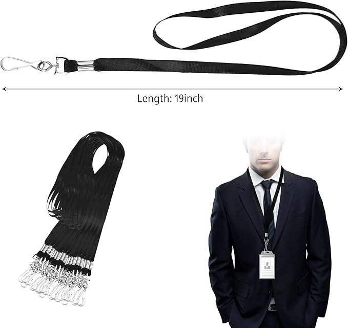 Bulk ID Badge Lanyards Swivel Clip Hooks Heavy Duty Flexible Customizable Soft Polyester Holders 19inch Portable Office Event