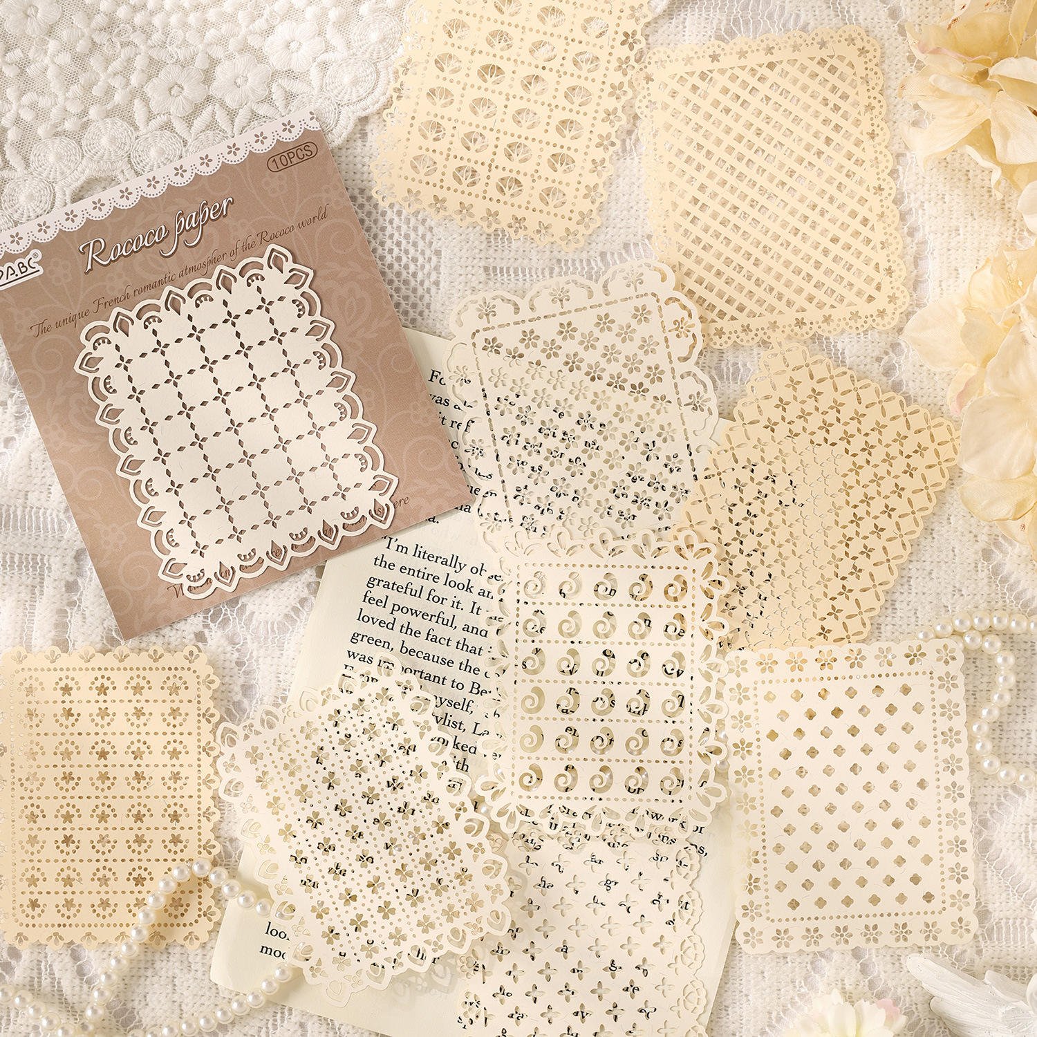 10 Sheets Per Pack of Craft Paper Greyshade Collection DIY Lace-cutout Notebook Embellishments