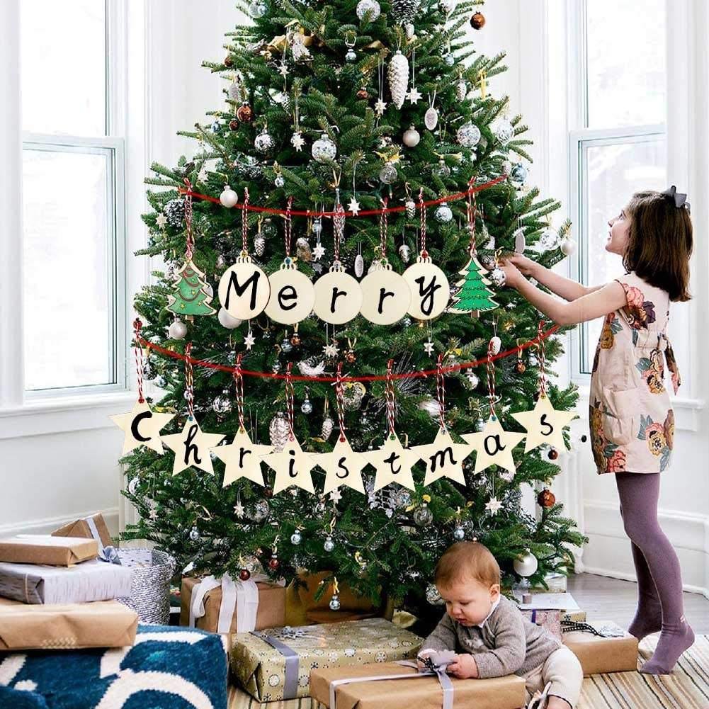 TaiLai Christmas Handmade Ornaments Craft Kits Unfinished DIY Wooden Holiday Hanging Decorations Home Accessories Unique Gift