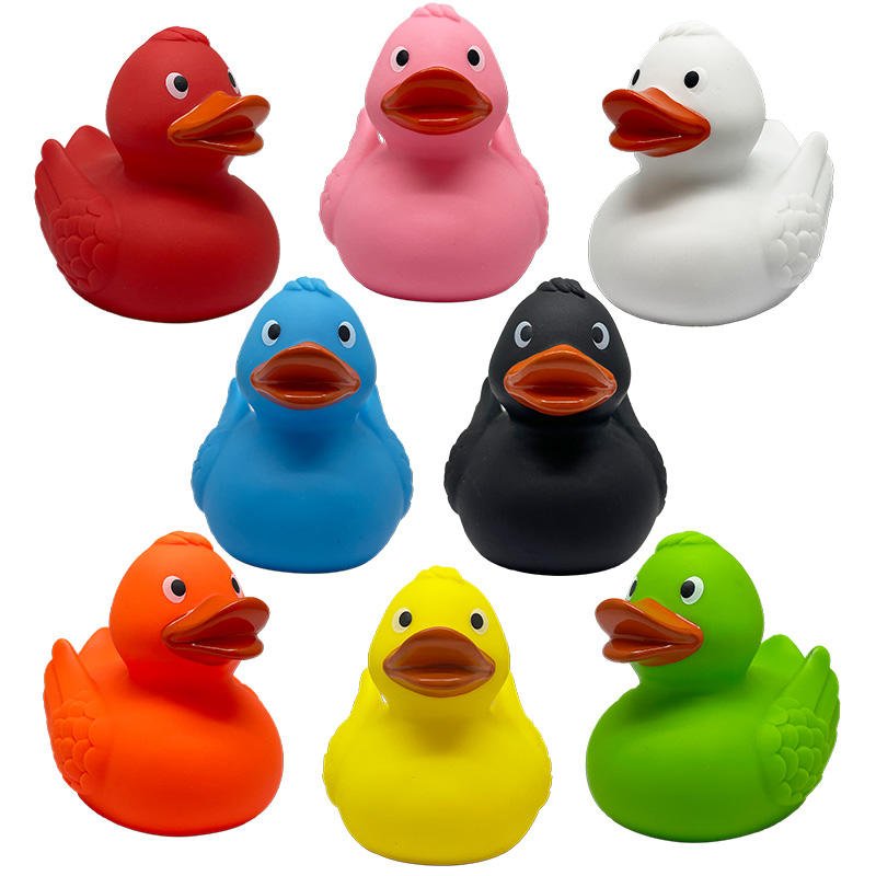 Wholesale Bulk 2 Inch PVC Promotional Toys Custom Logo Pink Black White Plastic Bathtub Squeaky Yellow Bath Duck Toys Rubber