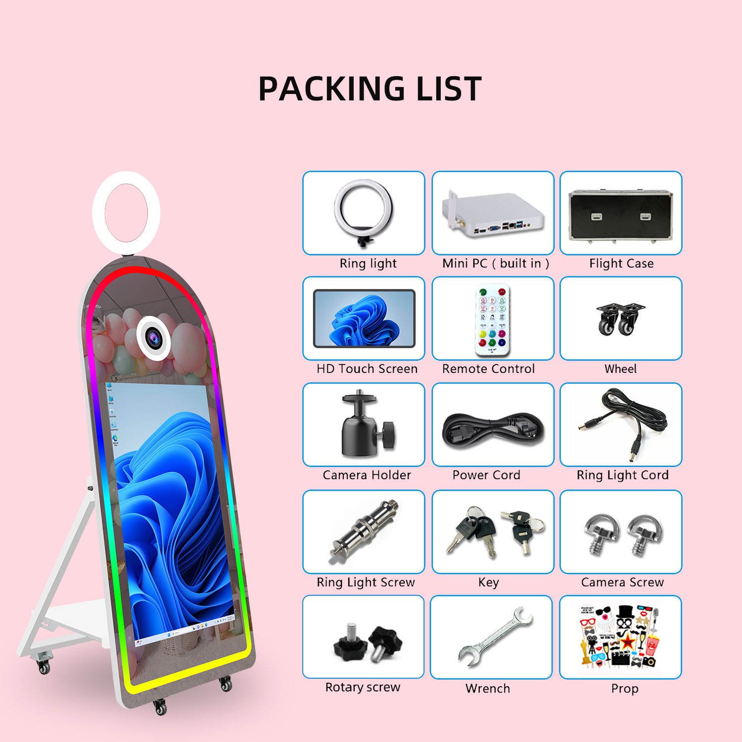 Selfie Arch Magic Mirror Photo Booth With 43 Inch Touch Screen Camera and Printer Digital Self Photobooth Machine for Party