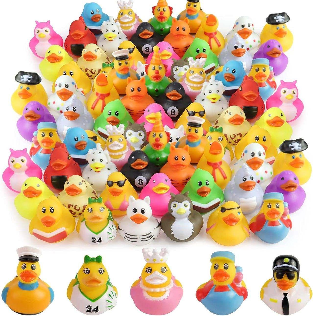 Promotional Custom PVC Squeaky Water Floating Printed Animal Toys Rubber Duck for Party Favors & Birthdays