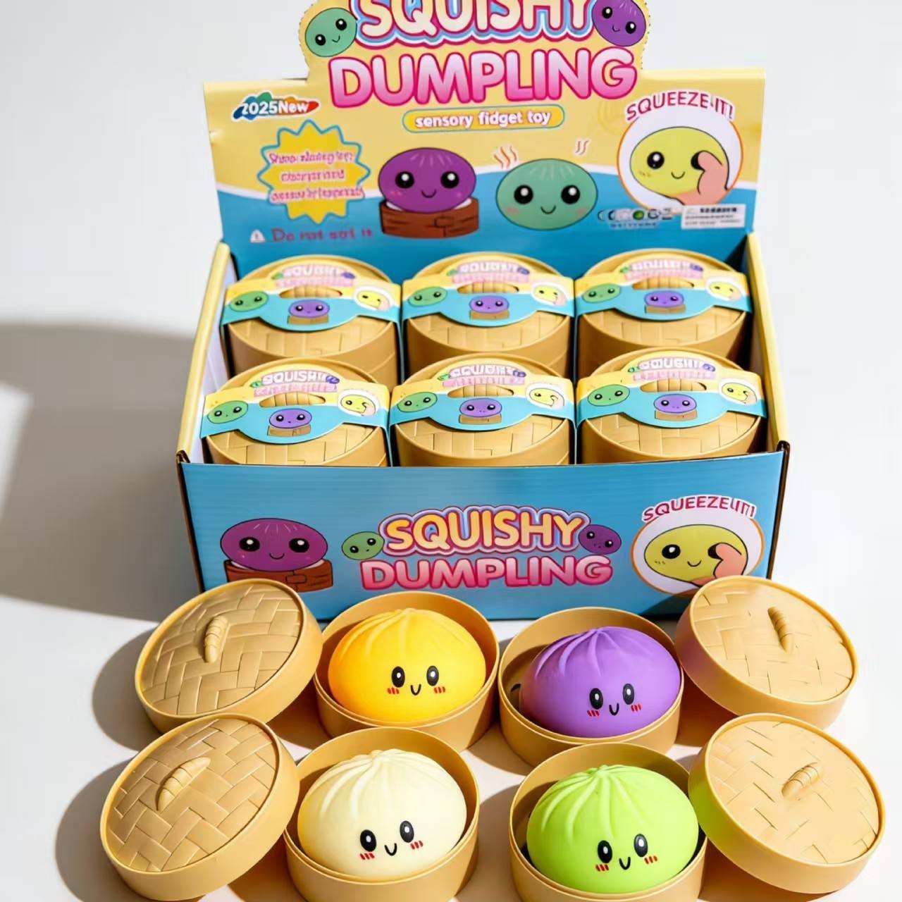 Dumpling Squishy Toy Glitter Steamed Bun Baozi Colorful Stress Ball Anti Stress Fidget Sensory Squeeze Toy Ball Promotional Toy