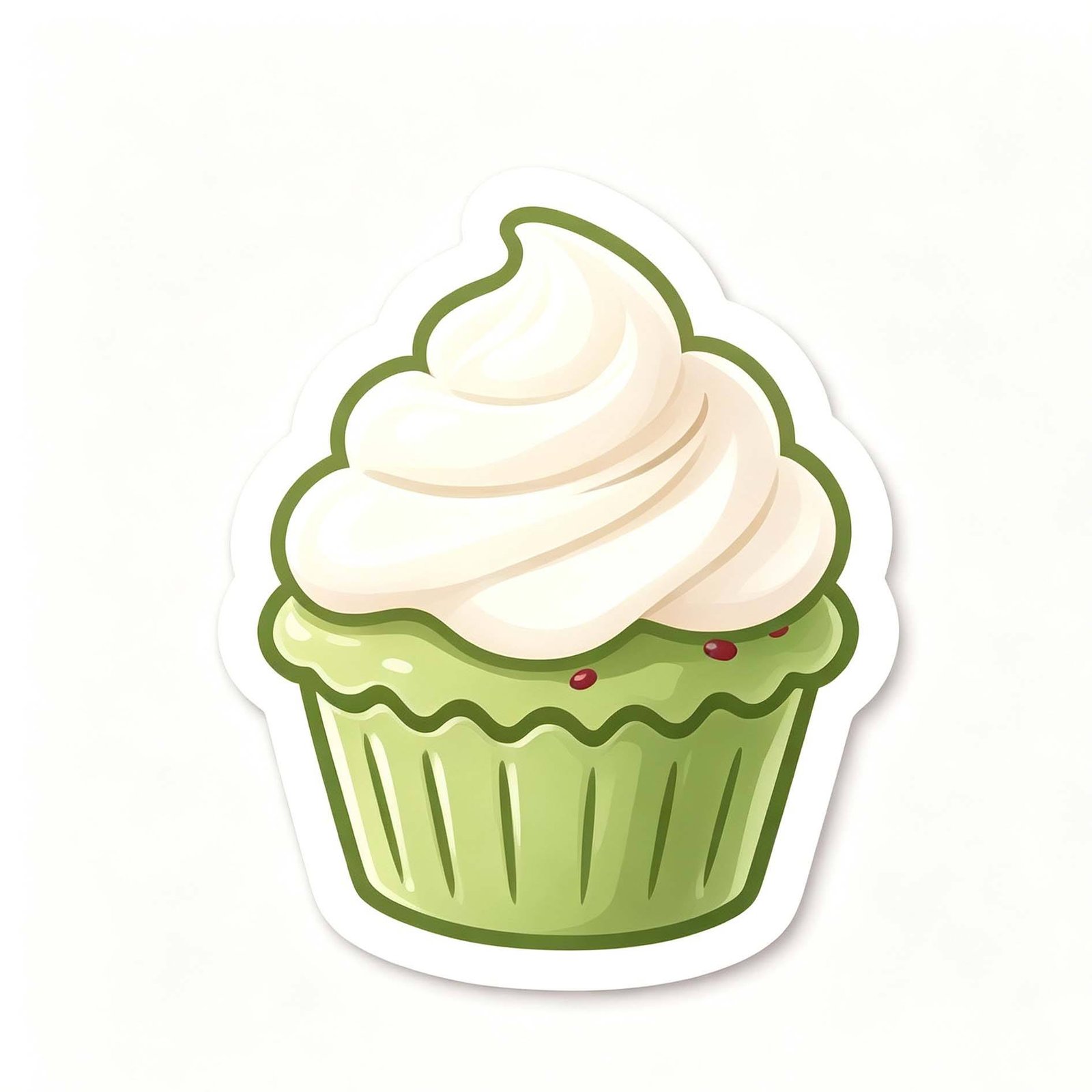 Custom Coated Paper Self Adhesive Green Cupcake Sticker Cartoon Stickers Stationery Gift Box Decorative Stickers