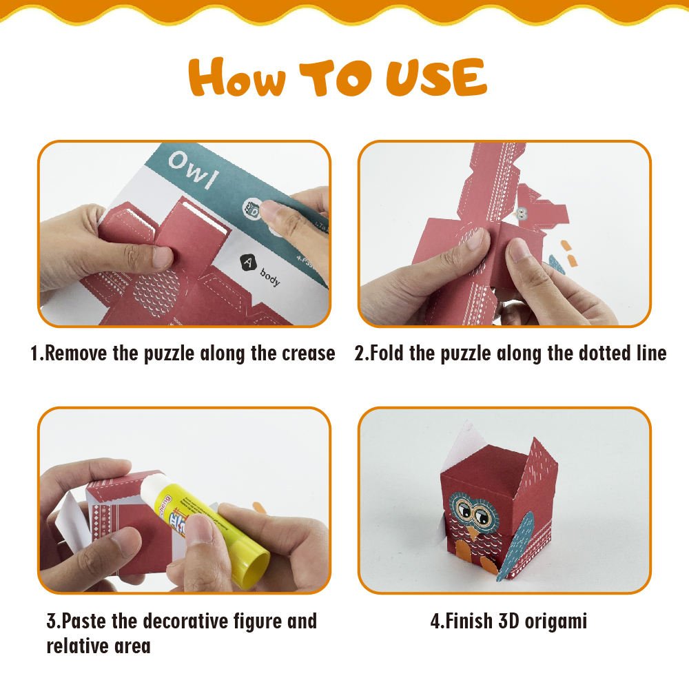 Creative Handmade Origami Paper Model 3D Stereo Animal Shape DIY Paper Craft Kit with Guide Book Patterns for Kids Gift Boy Girl