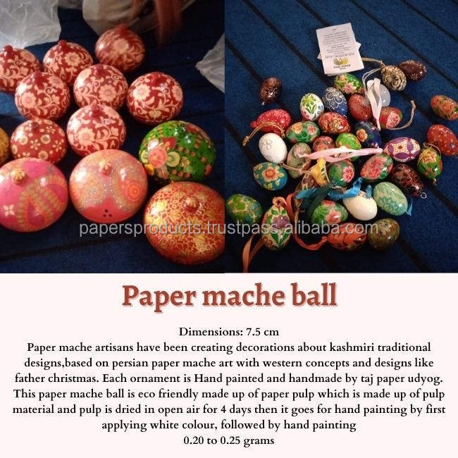 Paper Mache Ornaments Christmas Decoration Hanging Ball Hand Painted Customize Designer Party Decoration Craft Paper Ball