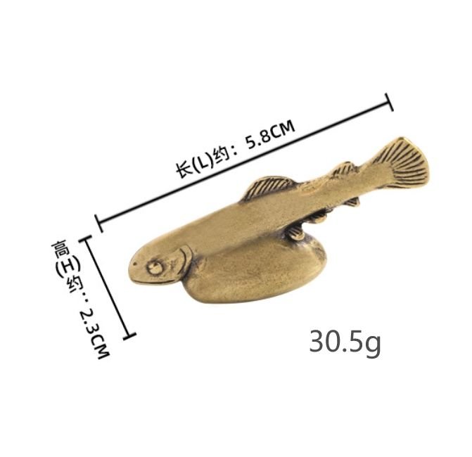 Antique Brass Hidden Stone Fish Statue Simulation Fish Toy Creative Solid Brass Crafts Collection