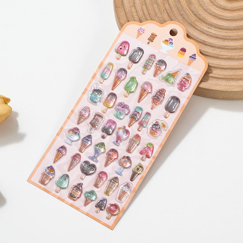 Small Water Drop Relief Three-Dimensional Resin Sticker Cute Glitter UV Printed Lovable Decorative 3D Sticker