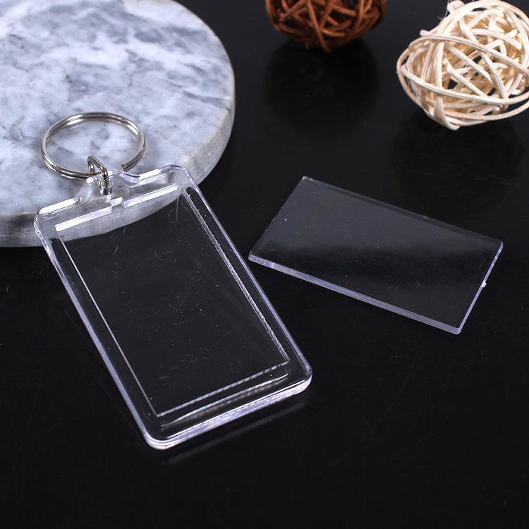 Custom Logo Gift Clear Plastic Rectangle Insert Picture Sublimation DIY Frame Photo Acrylic Keychain