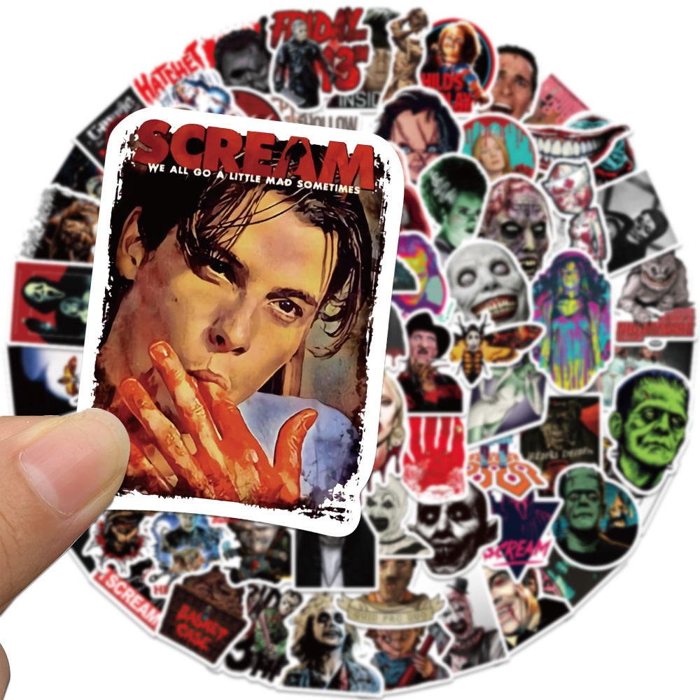 100Pcs Horror Movie Combination Stickers Waterproof Decoration Phone Luggage Horror Party Decoration