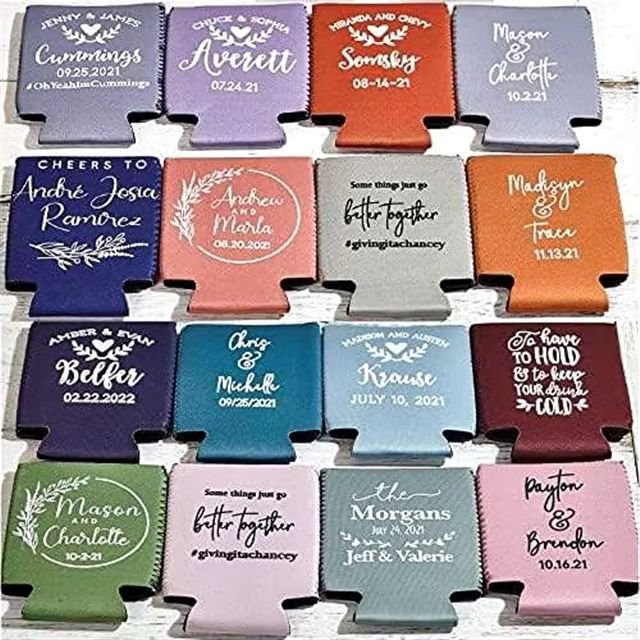 Custom Printed Wedding Can Coolers Neoprene Beer Sleeves for Party Supplies
