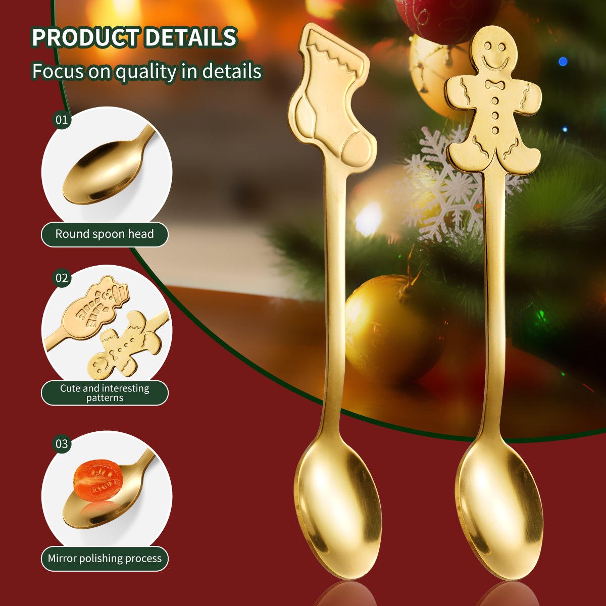 4-Piece Gift Box Christmas Stainless Steel Dessert & Coffee Fork Set Cute Snowman Cartoon Eco-Friendly Tableware