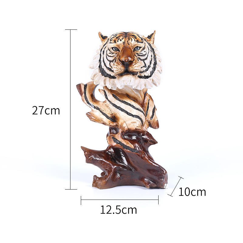 Retro Style Tiger Head Animal Statue Creative Personality OfficeTable Animal Decoration Resin Crafts