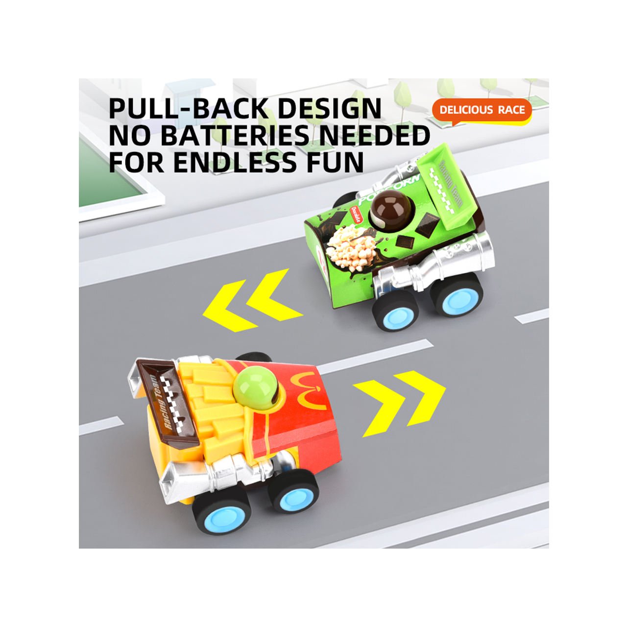 Foodie's Delight Pull-Back Happy Meal Race Car Promotion Gift Candy Toy Candy-Themed Mini Cars Little Small Car Food Restaurant